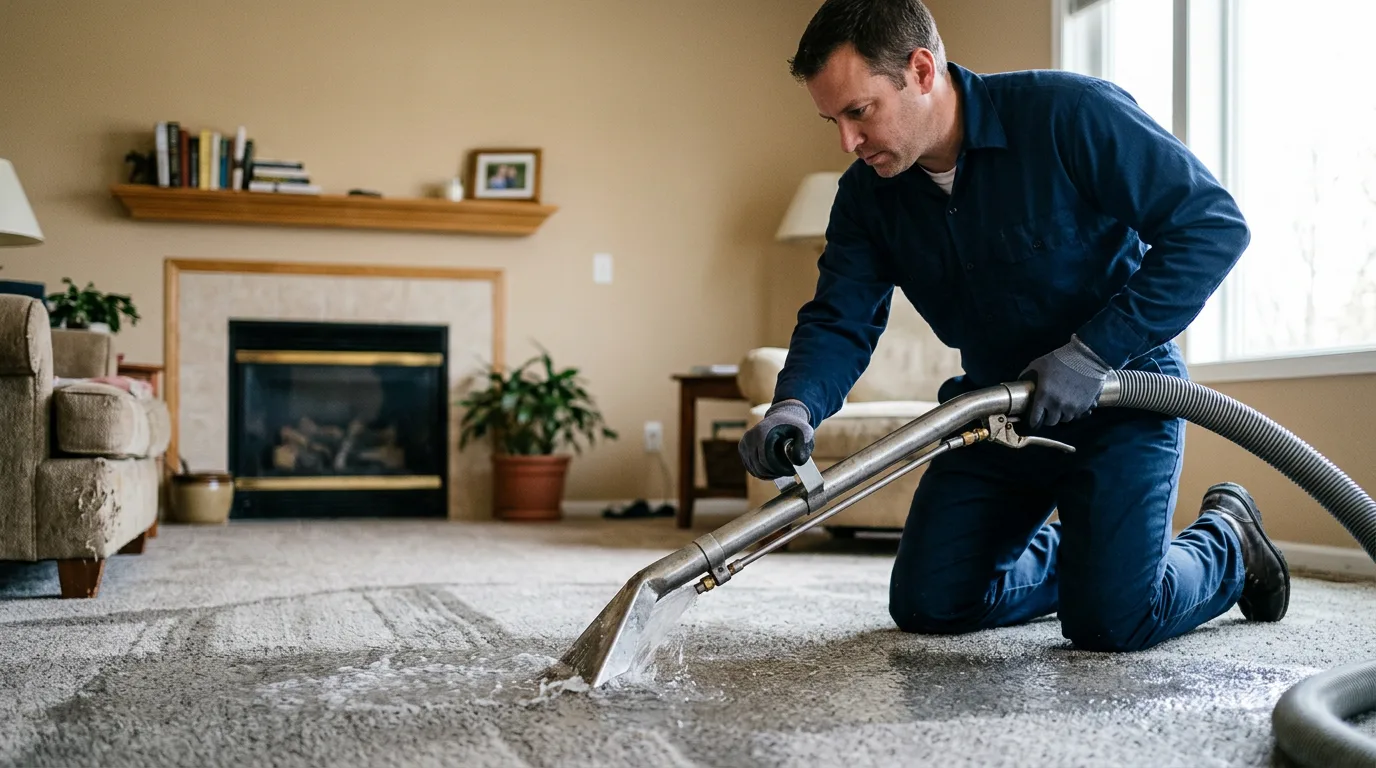 Water damage restoration technician working near Milton, WI